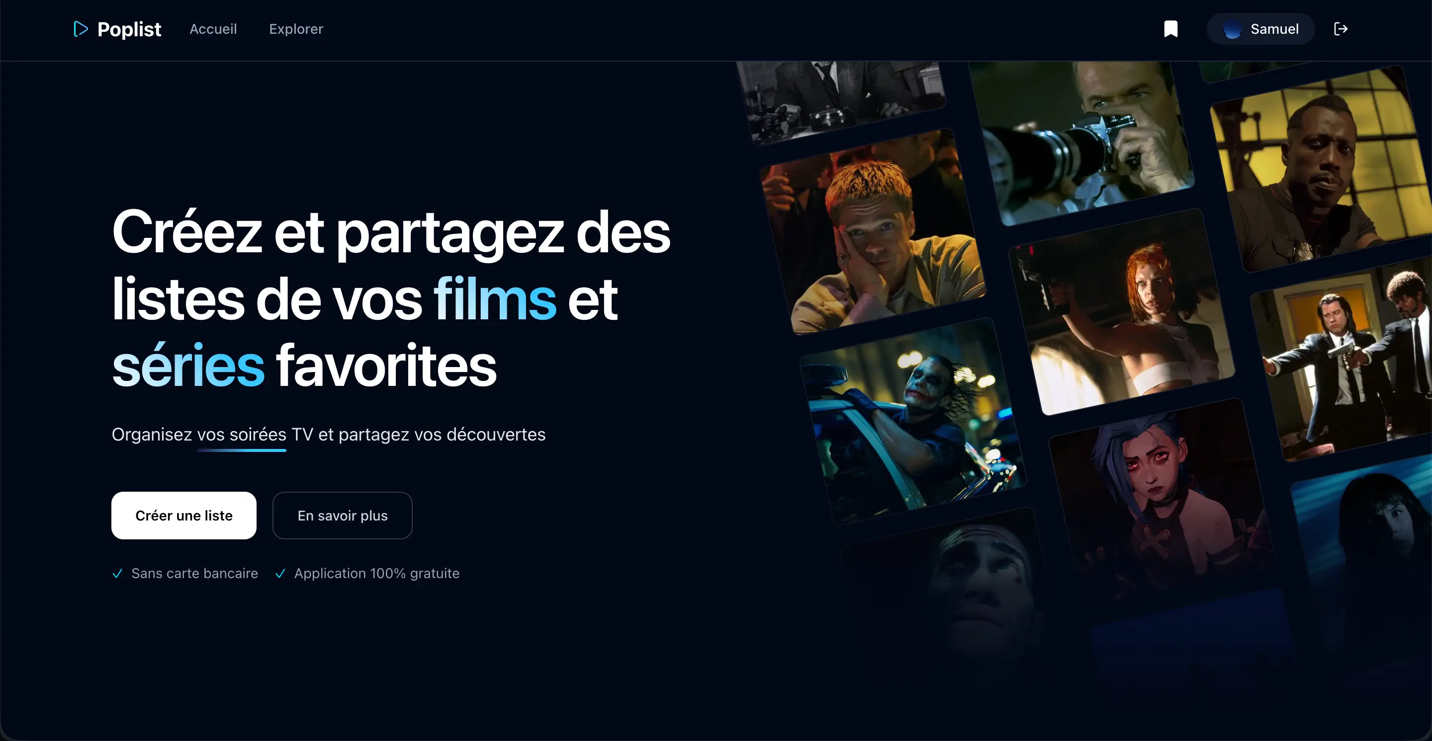 Aperçu du projet Poplist